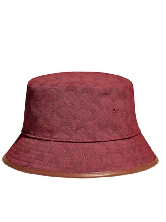 Coach Accessories - COACH SIGNATURE JACQUARD BUCKET HAT IN COLOR CRIMSON PINK
